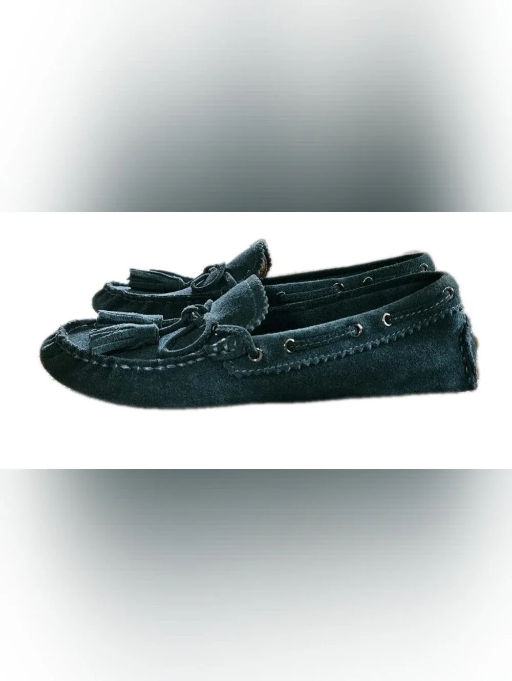 Coach Forest Green Suede Tassel Driving Moccasins Loafers NWOT Women's 5.5